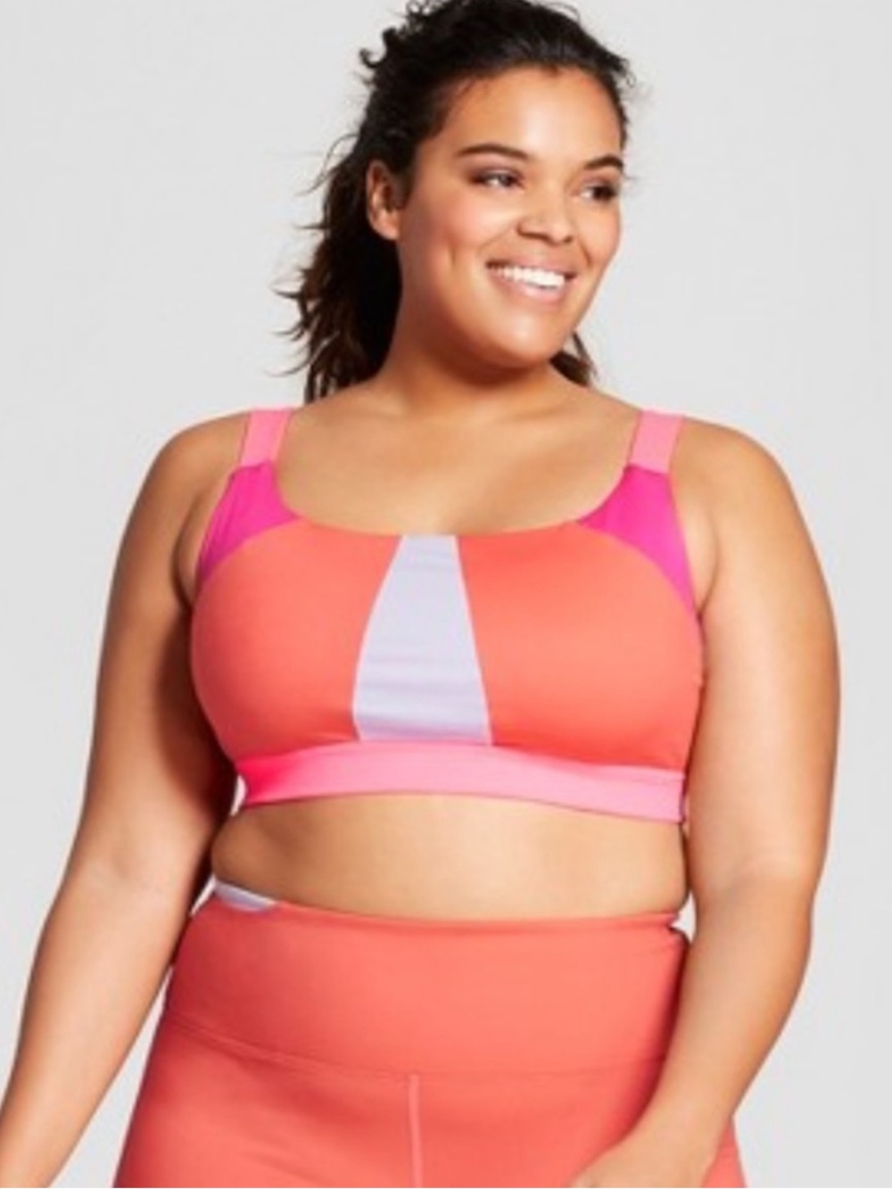 JoyLab Colorblock Sports Bra In Coral & Pink - XL NWT